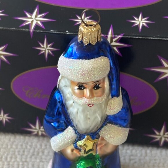 Christopher Radko Blue Santa Christmas Ornament Made in Poland Hand-painted - Picture 4 of 10